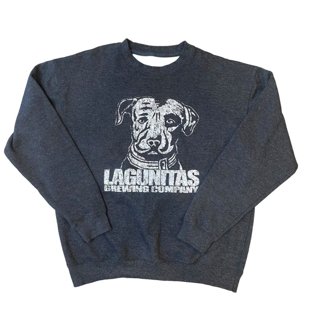 Lagunitas Brewing Sweatshirt Graphic Print Dog Size Large Gray Crewneck